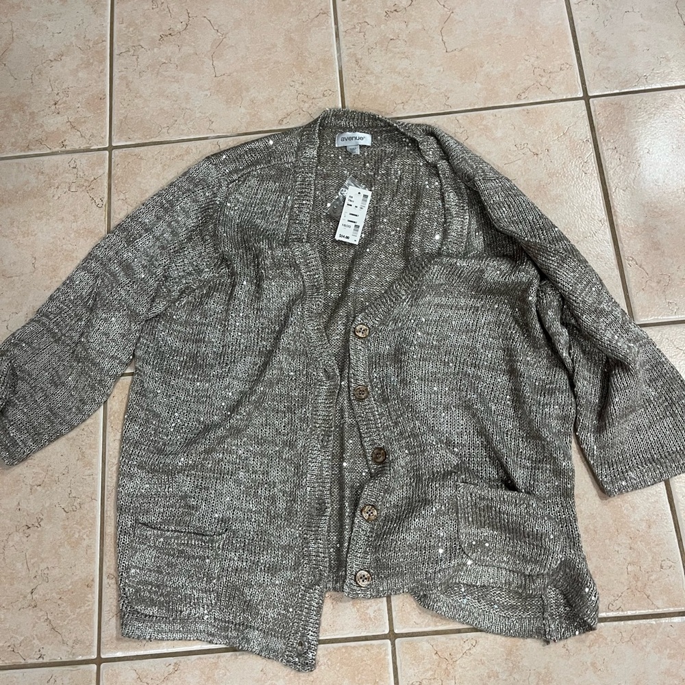 Avenue Gray Heathered Cardigan with Soft Knit Texture